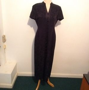 Dana Buchman Navy Blue Floral Maxi Dress